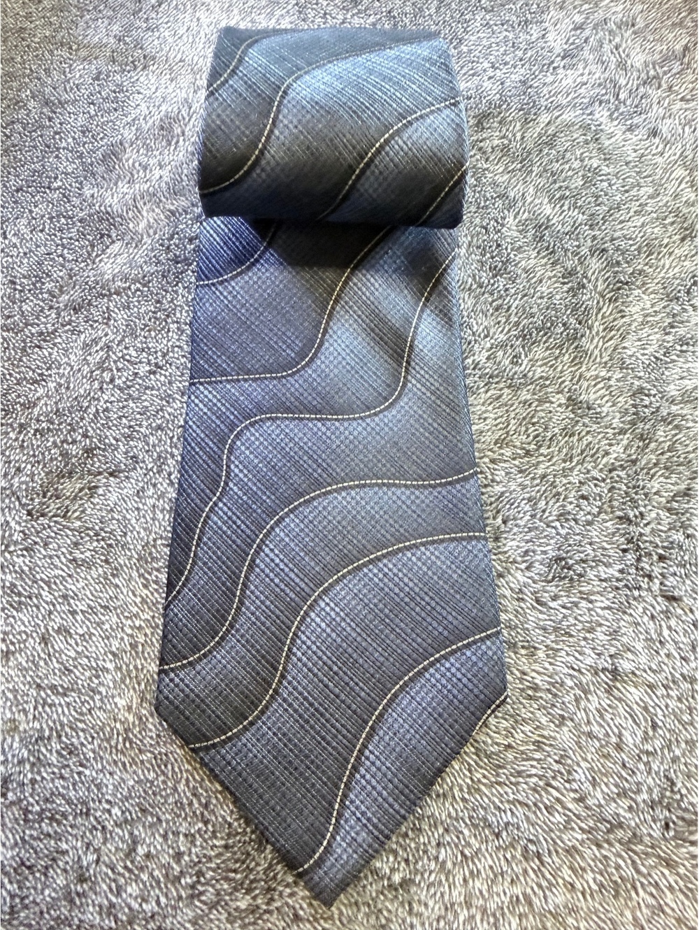 Milano Uomo Men's Grey Patterned Tie Made in Italy